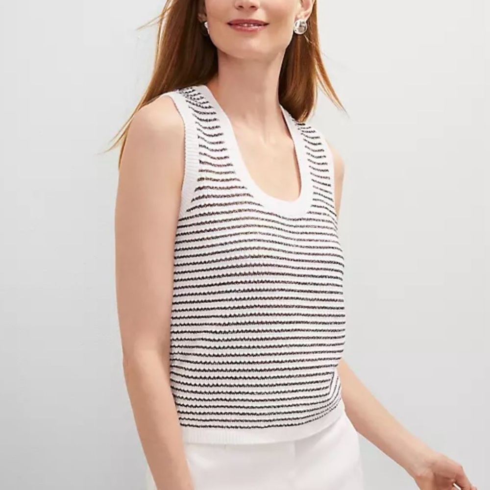 NWT Ann Taylor Metallic Striped Sweater Shell